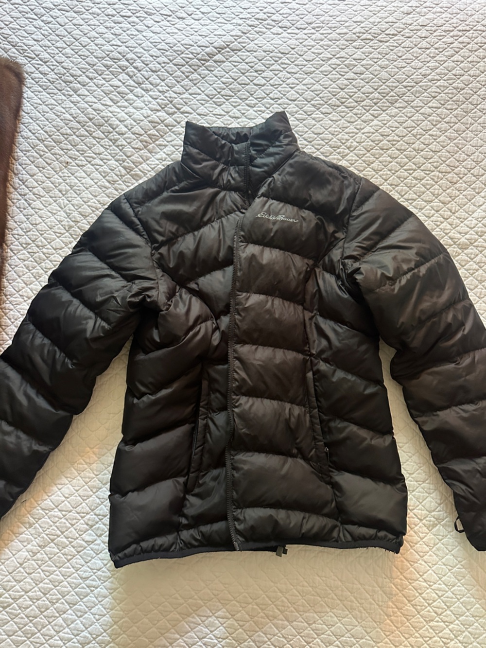 Eddie Bauer Black Shiny Quilted Puffer Jacket